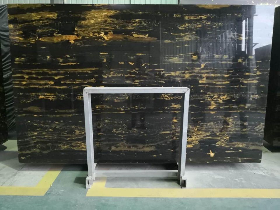 Good Quality 2cm Black and Gold Marble for sale / natural marble/GOLDEN PORTORO