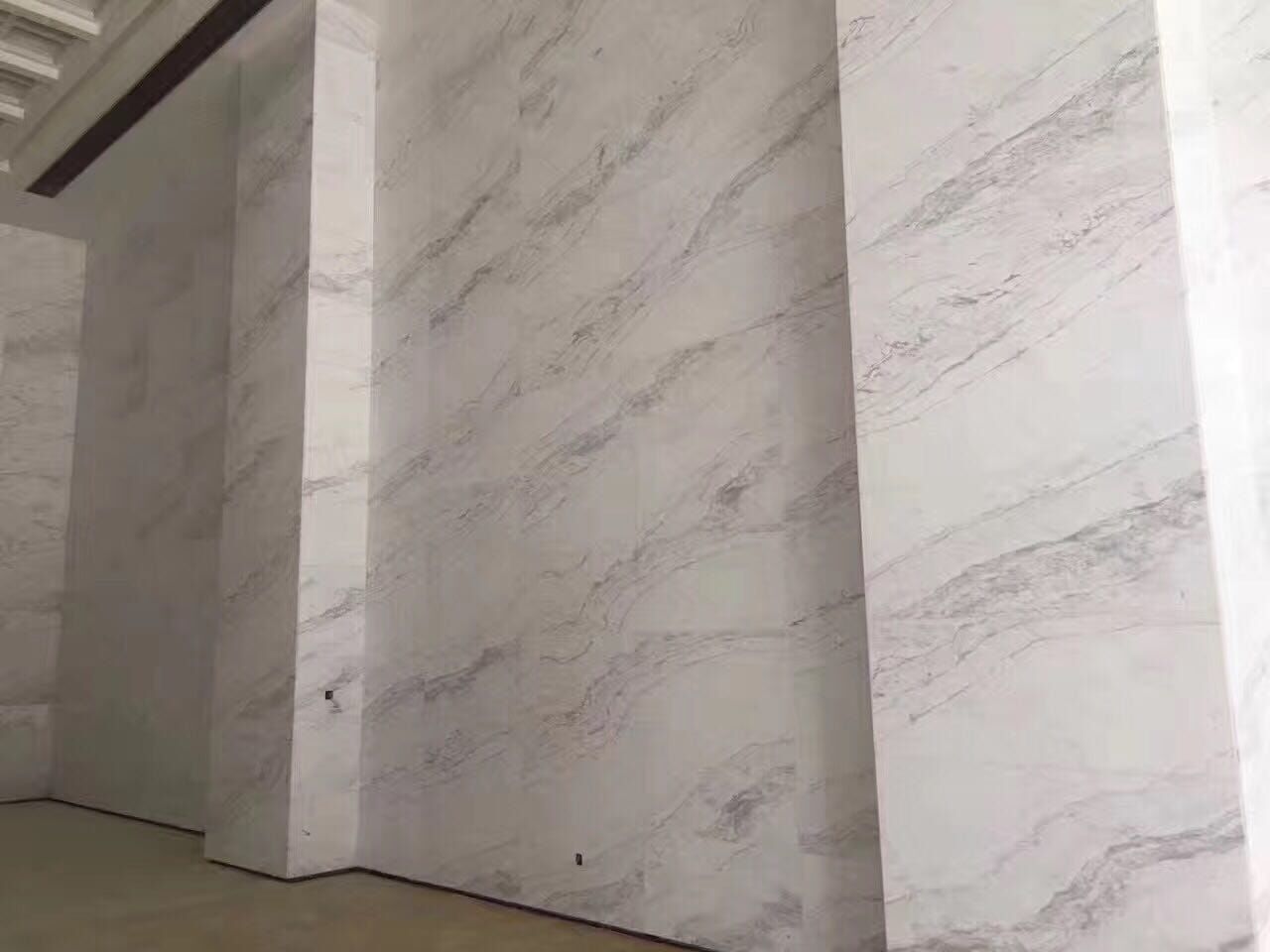 TV background wall/modern simple light luxury living room marble/white grey plate 2cm slab valakas white