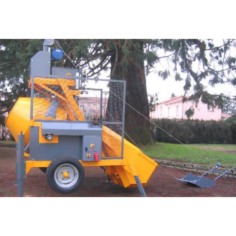 Skip-Fed Mixer with Hydraulic Tipping Drum and Hydraulic Skip concrette mixer