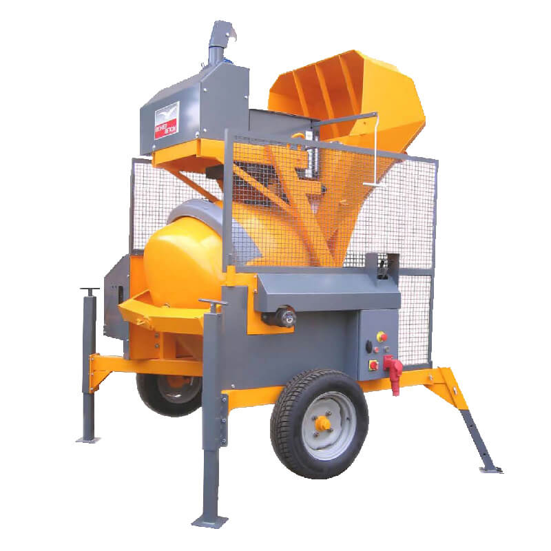 Skip-Fed Mixer with Hydraulic Tipping Drum and Hydraulic Skip concrette mixer