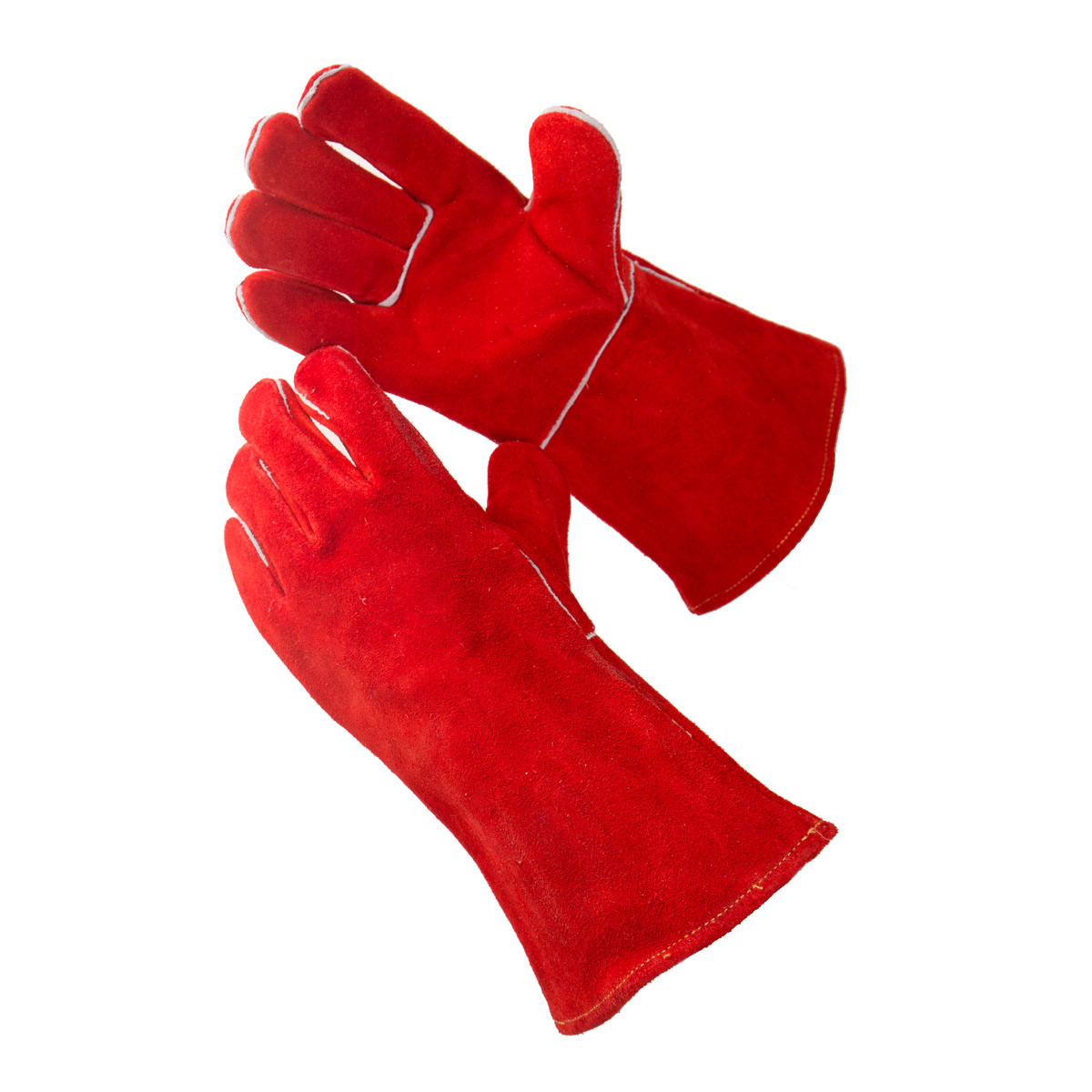 Red cow split leather welding glove D-111