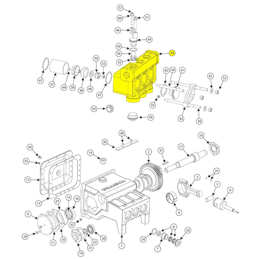 1284777 - FLUID CYLINDER FOR FMC BEAN MUD PUMP W11 SERIES