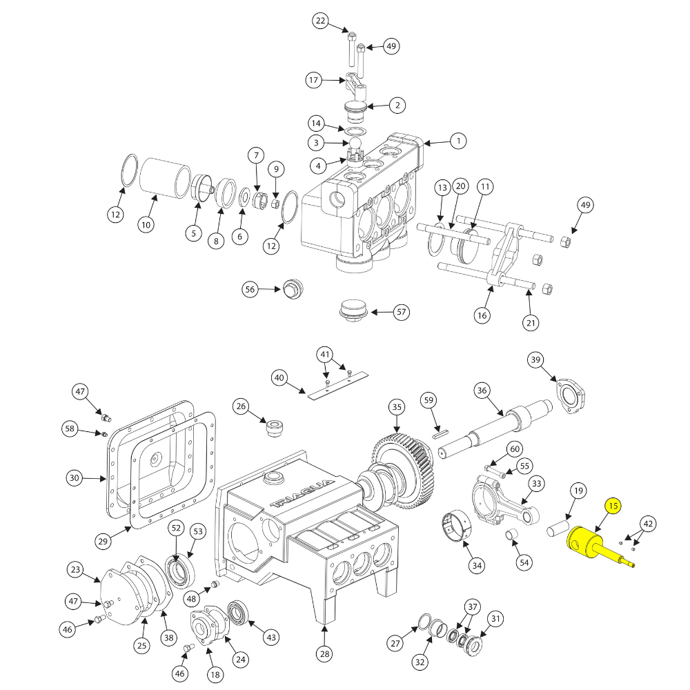 3715 7424 00 - CROSSHEAD AND SHAFT FOR ATLAS COPCO TRIDO 140 SERIES