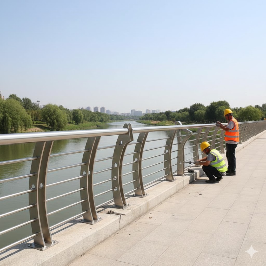 304 stainless steel landscape guardrail, anti-collision river guardrail, pedestrian walkway railing, bridge railing