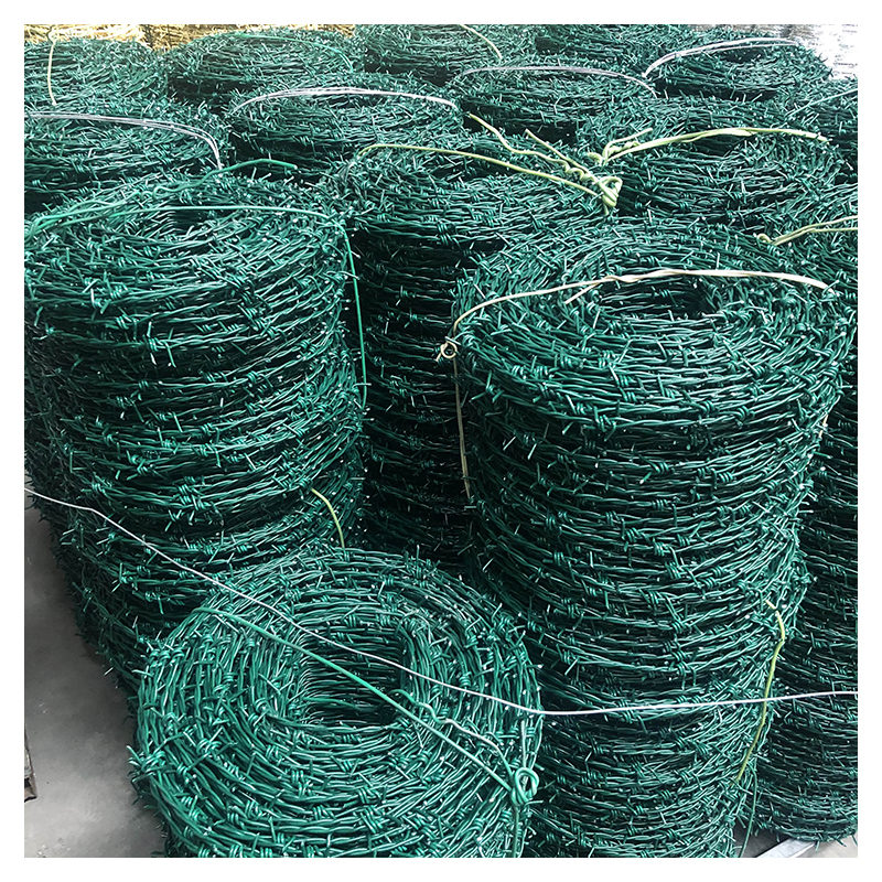 Green Color PVC Coated Barbed Wire 14KG X 180M