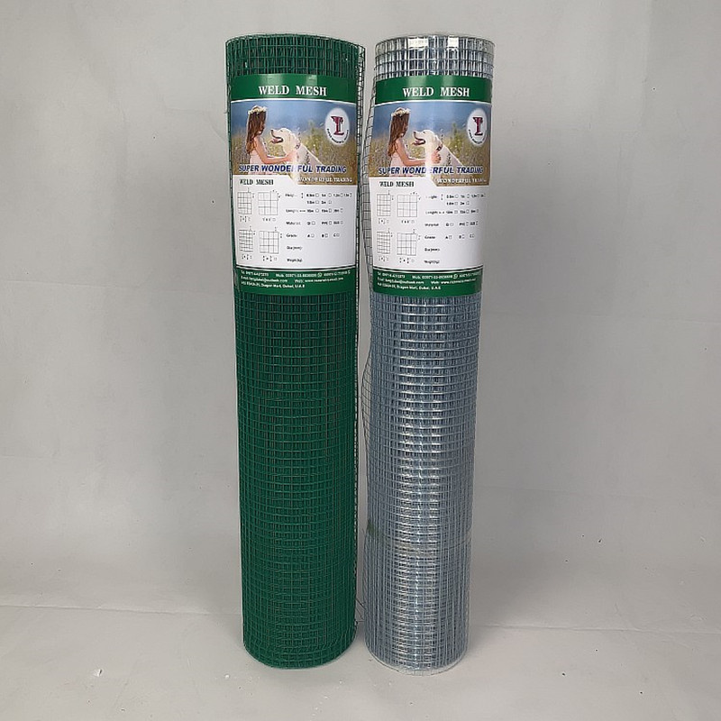 High Quality  Green Color PVC Coated  Welded Square Wire Mesh 1/4Inch X 1/4 Inch X 4Feet X 50Feet X 1MM
